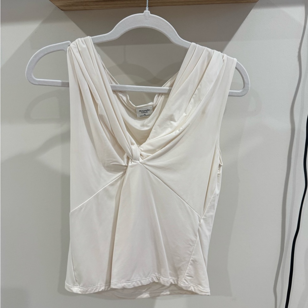 Abercrombie & Fitch Cream Draped Twist-Front Camisole
